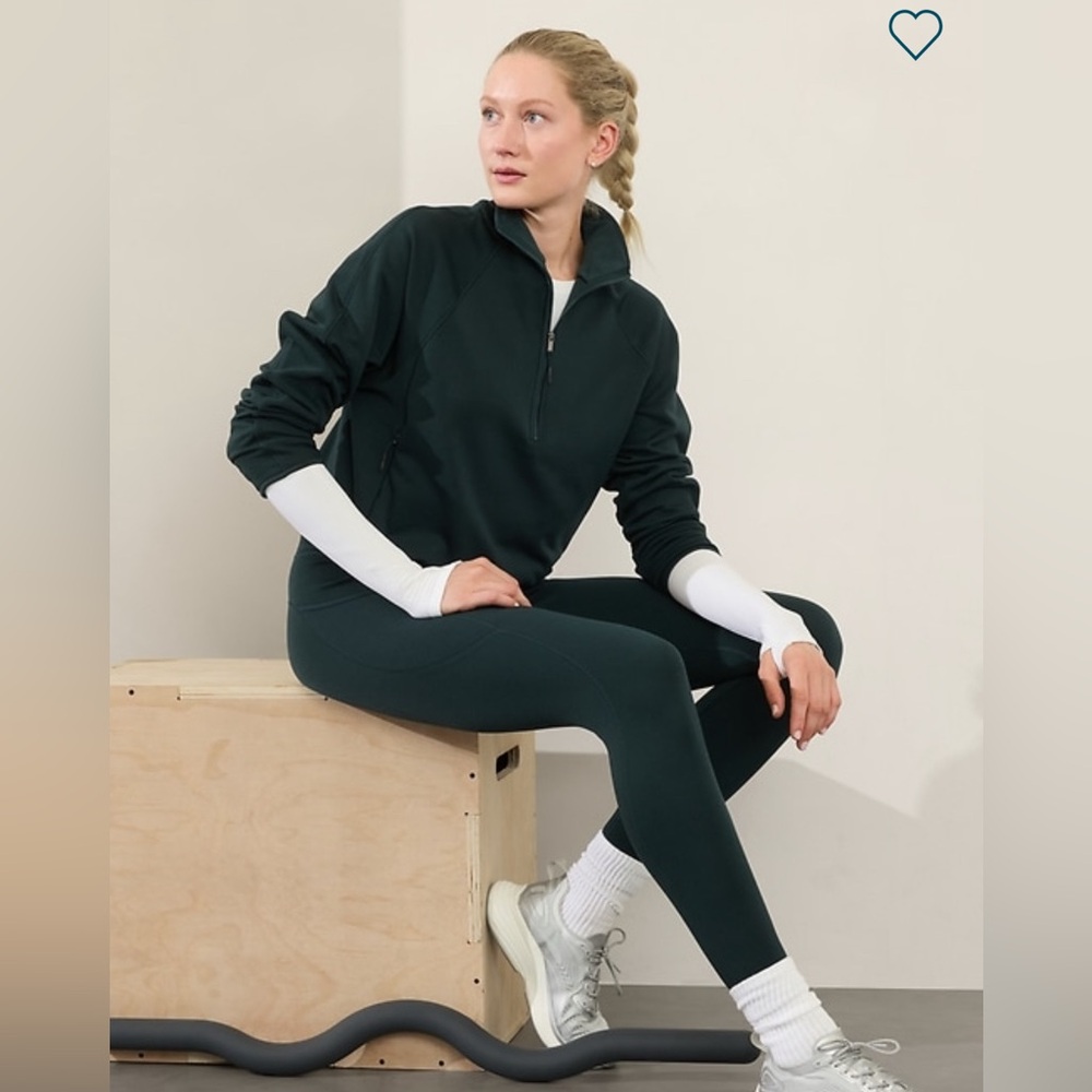 Athleta Altitude Fleece Lined 1/2 Zip Sweatshirt in Cypress| Size: 1X